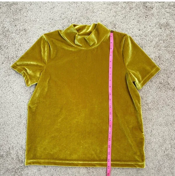 Madewell Velvet Short Sleeve Top | Size XS (mustard color) - Image 7