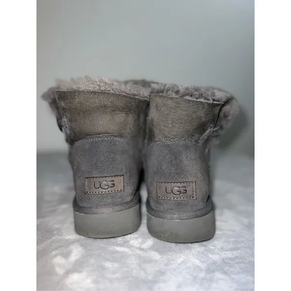 UGG Mini Bailey Button Gray Short ankle Boots 9 - Image 4