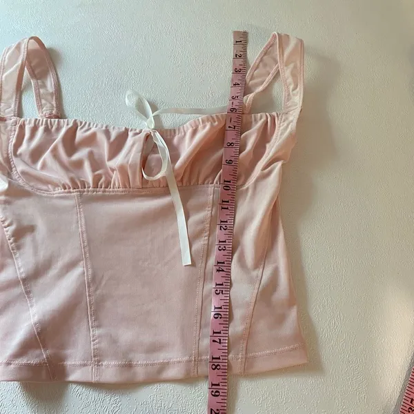 Garage Pink Corset Tank Top Women’s M Cowl Neck Ribbon Coquette Y2K - Image 6