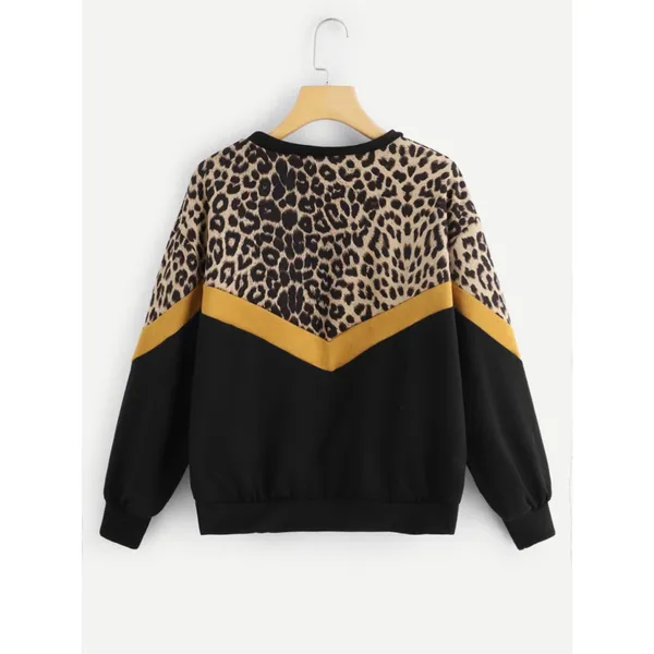 SheIn Color Block Leopard Panel Drop Shoulder Sweater 2XL - Image 12