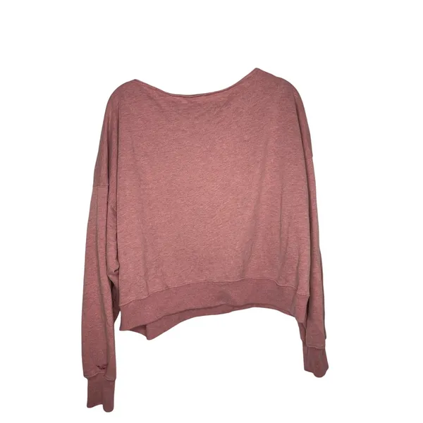 Hollister Scoop Neck Off Shoulder Cropped Sweatshirt Size Medium Pink Mauve Soft - Image 3