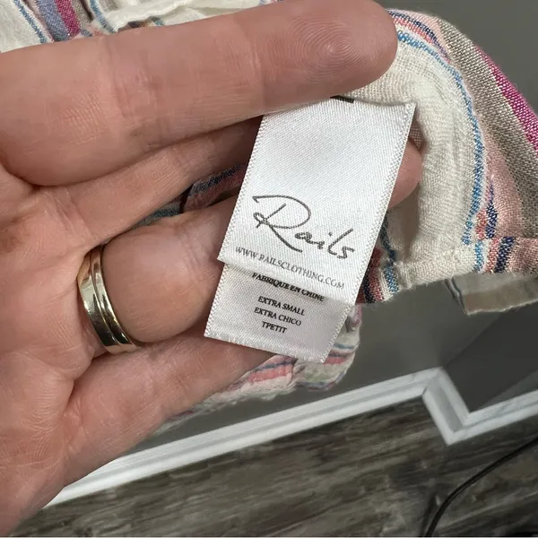 Rails Lucca Havana Stripe linen mini Dress size XS - Image 4