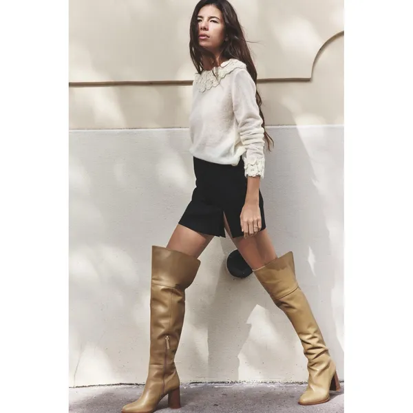 ZARA Alpaca Wool Ecru Crochet Flower Applique Sweater Blogger Favorite Small - Image 4