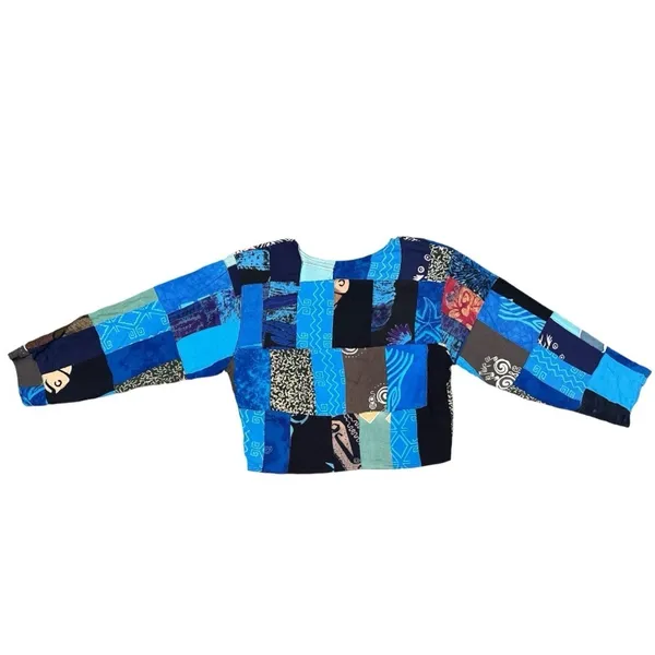 NEW Vintage Kosi‎ Bali 90s Patchwork Blue Quilted Jacket Handmade Women’s M/L - Image 2