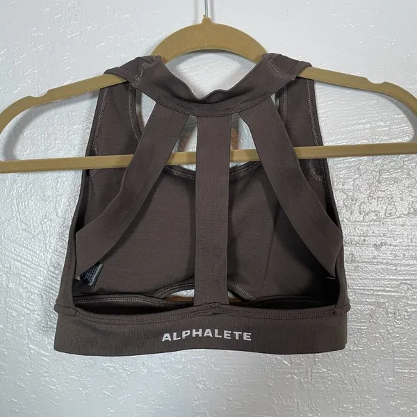 Alphalete Women XS Mocha Brown Trinity Sports Bra Compression Padded Athletic - Image 4