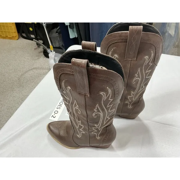 Womans Rollda Collection Pullon Midcalf Western Boots 6 Brown Embroidered Nwd - Image 2