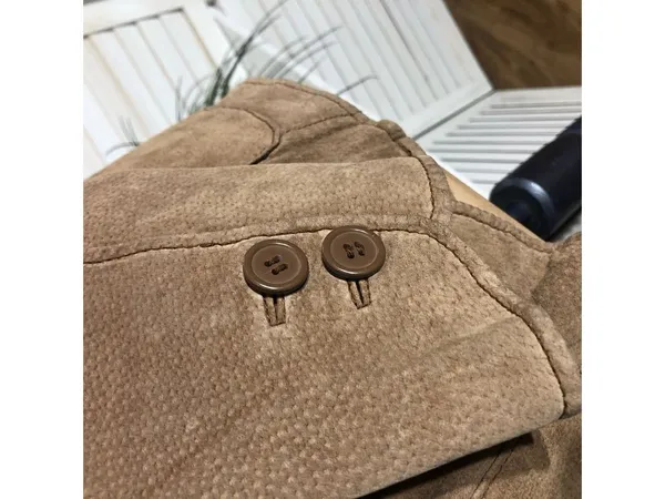 Vintage Y2K Suede Leather Blazer Coat Camel Brown Size M - Image 10