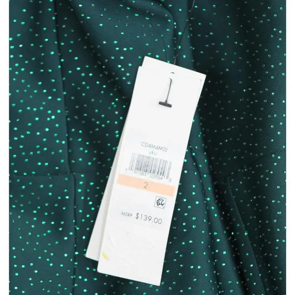 NWT Calvin Klein Boat-Neck Embellished Scuba Sheath Dress Emerald Green 2 - Image 8
