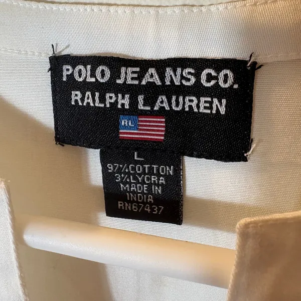 Vintage‎ Polo Jeans Co Ralph Lauren White Sleeveless Stretch Top Size Large Y2K - Image 2