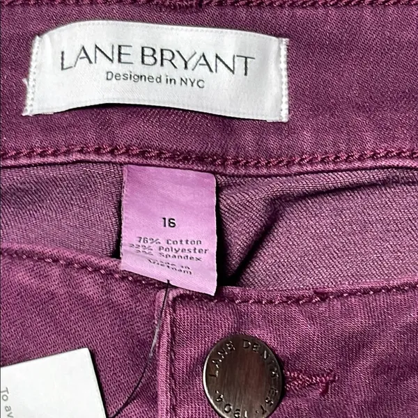 Lane Bryant Mid-Rise Essential Stretch Girlfriend Crop Purple Jeans - Image 3