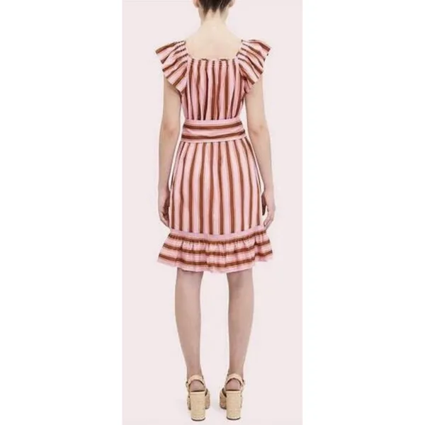 $298 Kate‎ Spade Calais Pink Stripe Ruffle Flutter Dress Size Small Belted!! - Image 3
