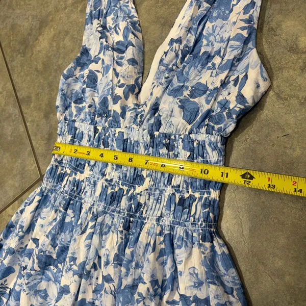 Abercrombie & Fitch Blue and White Floral Maxi Sundress Sz S Cottagecore Beach - Image 14