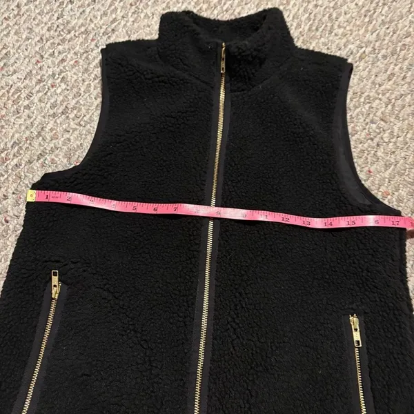 J.crew Mercantile Fleece Teddy Bear Sherpa Full Zip Vest Black Gold- Size XS - Image 5