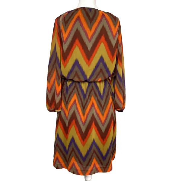 Banana Republic Womens Size 8 Dress‎ Orange Purple Western Chiffon Boho Peasant - Image 3