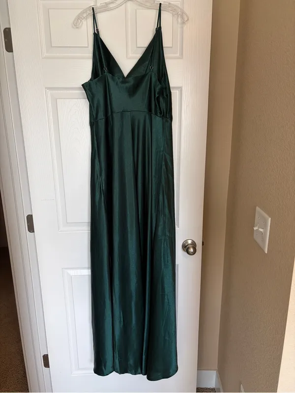 Birdy Grey Satin Formal Gown XXL Emerald Green Elegant Bridesmaid Z3 - Image 2