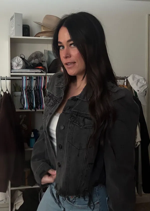 Crop Jean Jacket Black Size L - Image 2