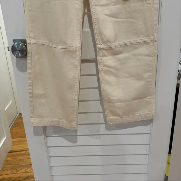 MNG Ecru Cargo Jeans Sz 2 Straight Leg Cream Mango - Image 4