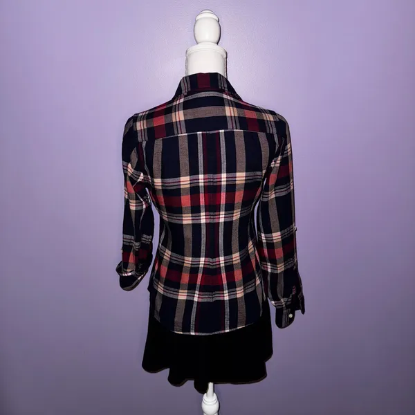 NEW Lucky Brand Navy Blue Plaid Button Up Shirt - Image 12