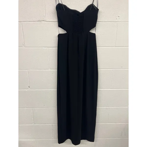 Amanda Uprichard Sz Medium M 6 8 Black Kloss Strapless Cut Out Slit Maxi Gown - Image 6