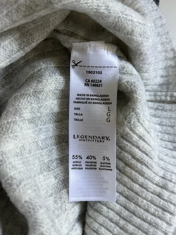 Legendary Outfitters Women’s Cable Knit Crewneck Sweater Light Gray Size L - Image 7