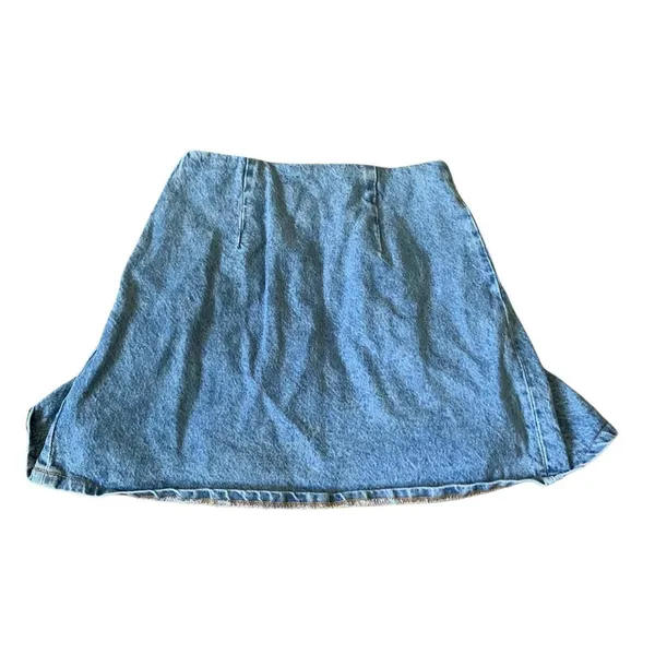 H&M Divided Pleated Mini Skirt Women 0 Blue Denim High Waisted Y2K Preppy - Image 3