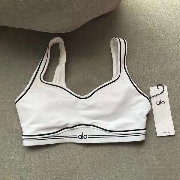 Alo Yoga Airbrush Heart Throb Bra White/Black M - Image 2