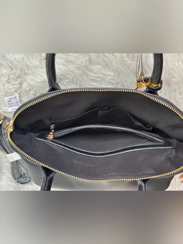 bebe Fabiola Stamped Lizard Dome Satchel Black Cream Logo One Size - Image 5