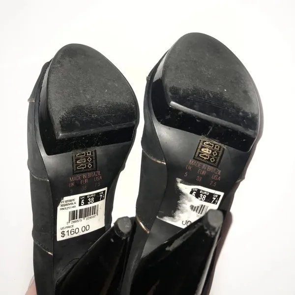TopShop 7.5 gold & Black ankle strap heels - Image 3
