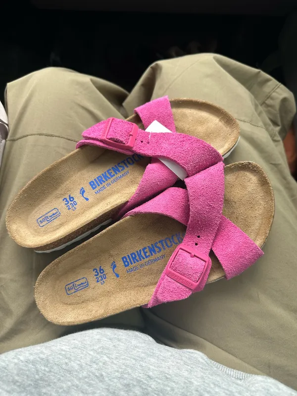 Birkenstock® Suede Siena Soft Footbed Sandals in Fuchsia Tulip - Image 3