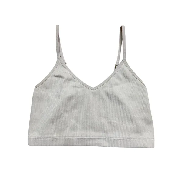 Abercrombie & Fitch Ribbed V-Neck Bralette Off-White Small - Image 4