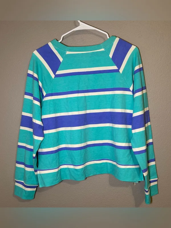 Wildfox Blue Striped Pullover Sweater & Shorts Loungewear Set Womens Size Medium - Image 6