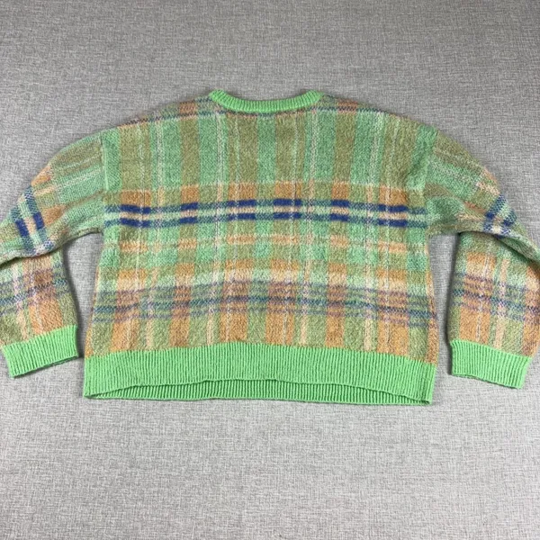 Baltic Born Sweater Womens L Green‎ Plaid Crew Neck Pullover Acrylic Nylon Knit - Image 8