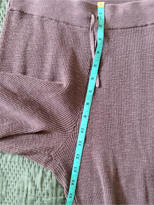 Free People Beach Knit Pants Size S Brown Ribbed Drawstring Lounge Pants - Image 7