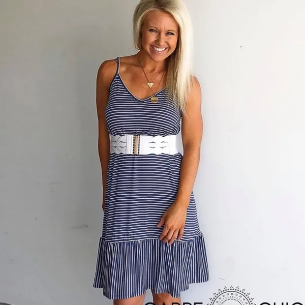 Agnes & Dora Stripe Slip Dress - Image 2