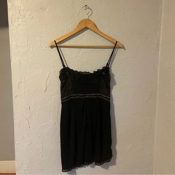 Hours Whimsigoth Black Women's‎ Sparkly Mini Dress with Lacey trim size Small - Image 4