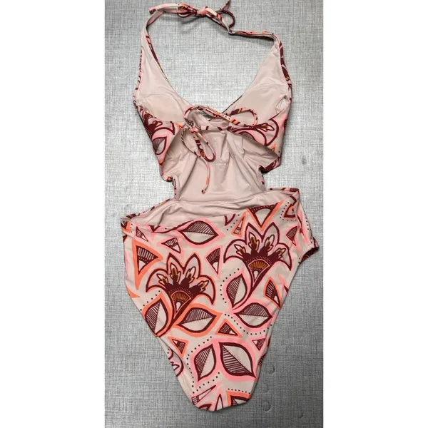 Aerie Women's‎ Pink Cut Out Halter Swimsuit One Piece Size Large - Image 2