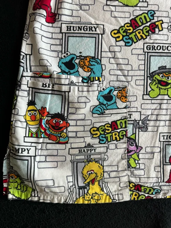 Sesame Street Character Panel Scrub Top - White Multicolor Medium Medical - Image 2