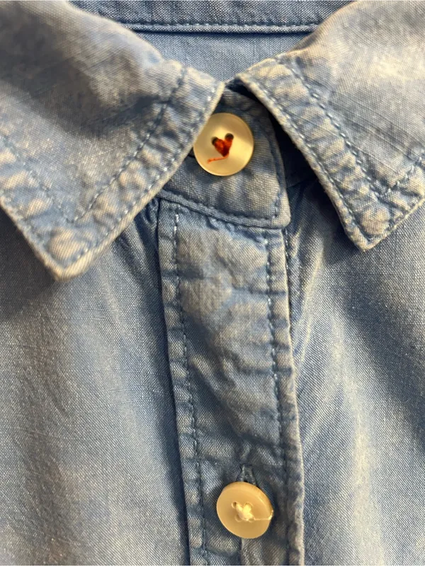 American Eagle Button Down Shirt with Cute Heart Details, Excellent Condition - Image 3