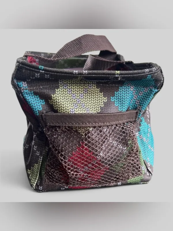 Thirty one carry all caddy small tote in brown argyle htf grandpacore college - Image 2