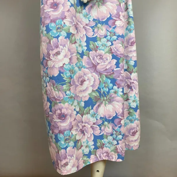 Vintage Handmade Housedress Floral Dress Purple Blue‎ Zip-Front Stand-Up Collar - Image 11