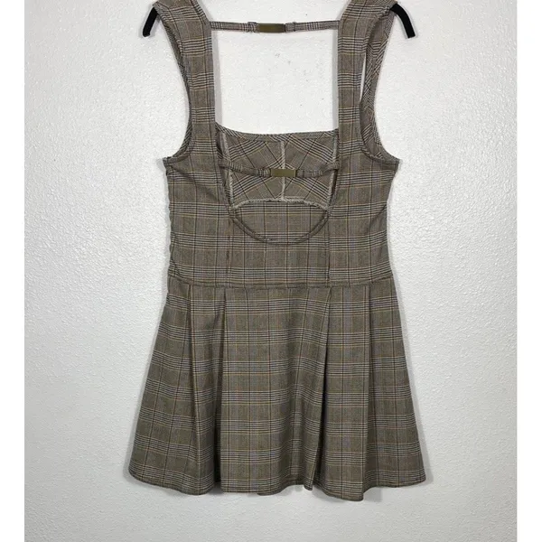 BDG Plaid Fit & Flare Mini Sleeveless Open Back Dress Size L - Image 10