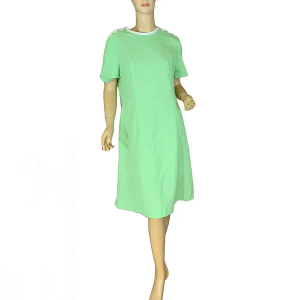 Vintage Holly Hill 1960'S Green Shift Dress (Appx Large) - Image 3