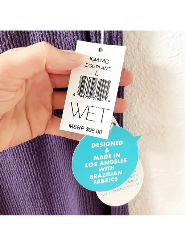Wet Swimwear Textured Midi Coverup Dress Eggplant Size Large Resort Vacation - Image 6
