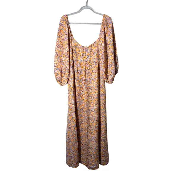 Billabong Women's Swept Away Midi Dress Boho Floral Smocked Babydoll Milkmaid - Image 2