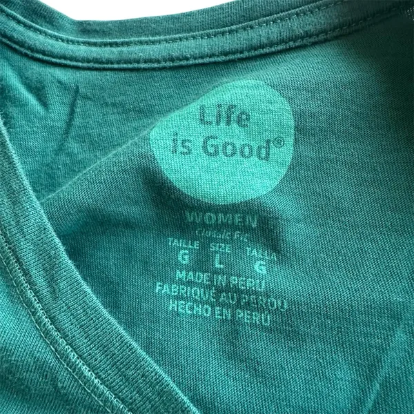 Life Is Good T Shirt Top Large Christmas‎ Stocking Green LS Heart Holiday Party - Image 6