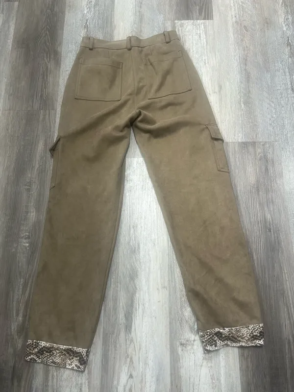 Women’s Hunter And Brown Faux Suede Brown Cargo Pants With Snakeskin Cuff Size S - Image 10