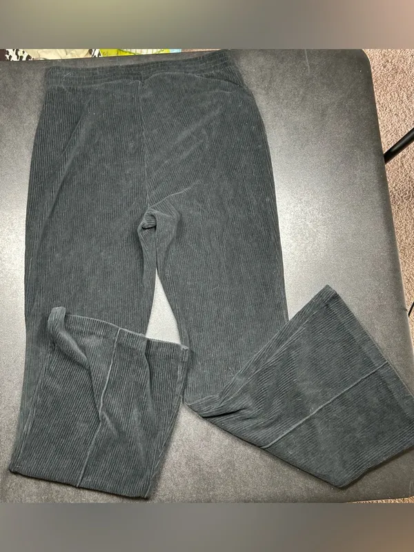 Aerie Women’s Size M Black Wide Leg Waffle Flare Trousers Pants - Image 5