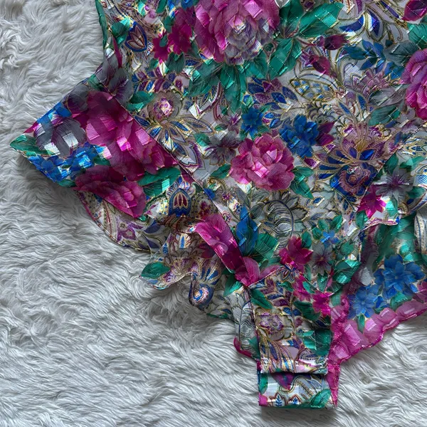 Victoria's Secret Teddy Bodysuit Vintage Gold Label Lingerie Sheer Floral Sz M - Image 5