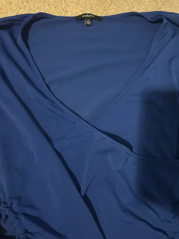 Ambiance Apparel Royal blue wrap top- with side cut outs - Image 3