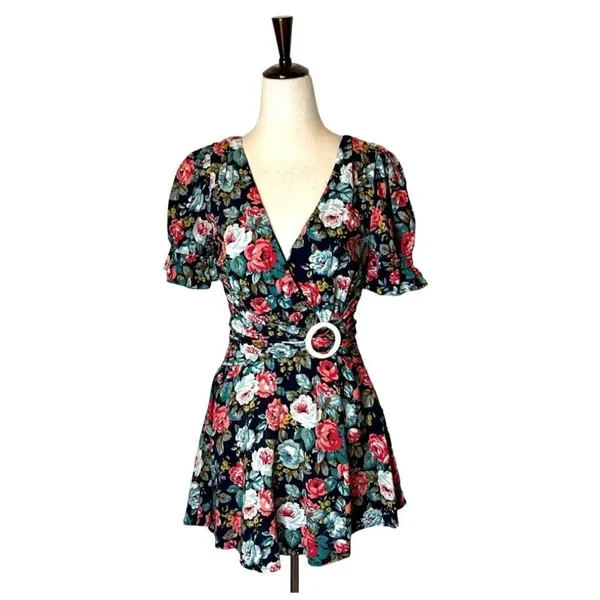 Majorelle Black‎ Floral Print Roosevelt Fit And Flare Mini Dress Size XS - Image 3